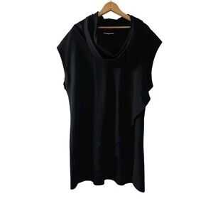 Bryn Walker Black Womens Size Large Cowl Nech Tunic Stretch Lagenlook